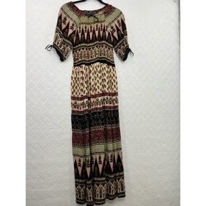 Ana-K Anandas Collection Boho Short Sleeve Maxi Peasant Dress Size Free